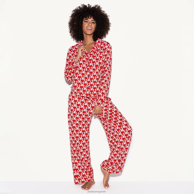 Playboy hjerte kanin rød kvinner pyjamassettet for søvnfest klær 24X2X1215