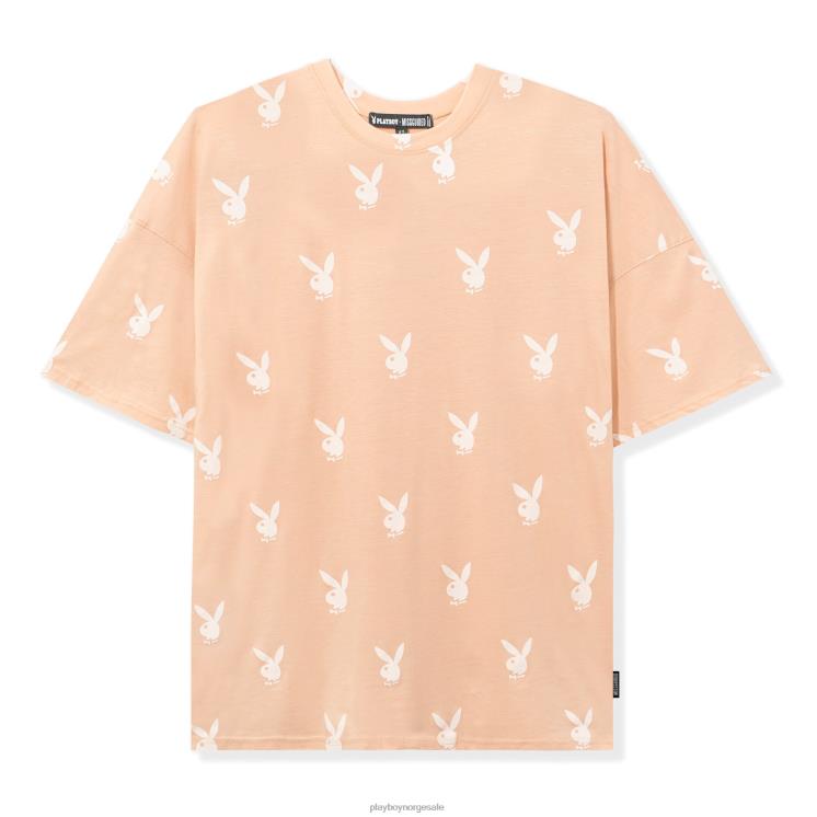 Playboy krem kvinner oversized t-skjortekjole med kaninhode klær 24X2X1039