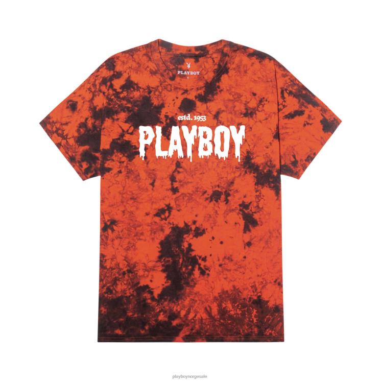 Playboy oransje svart slipsfarge menn slime masthead t-skjorte klær 24X2X200