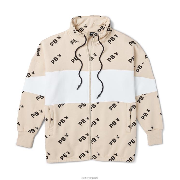 Playboy stein kvinner all over print fargeblokk glidelås sweatshirt klær 24X2X1127
