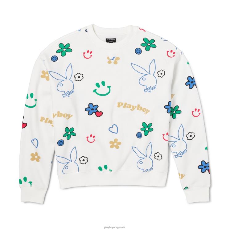 Playboy stjerne hvit kvinner doodle sweatshirt med rund hals klær 24X2X1154