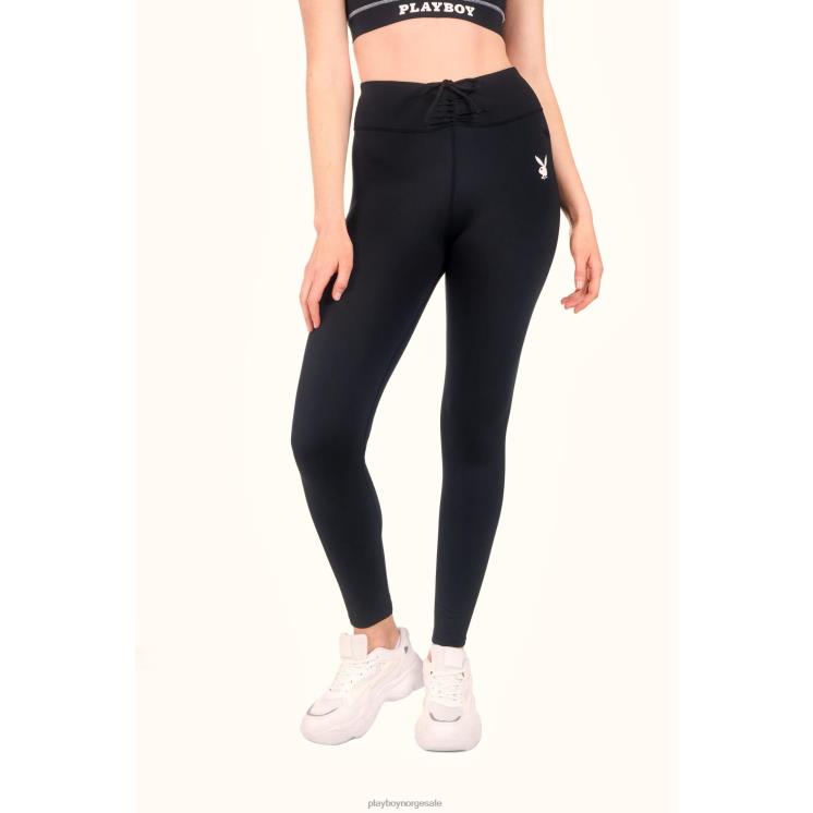 Playboy svart kvinner aktive leggings med rynket linning klær 24X2X1326