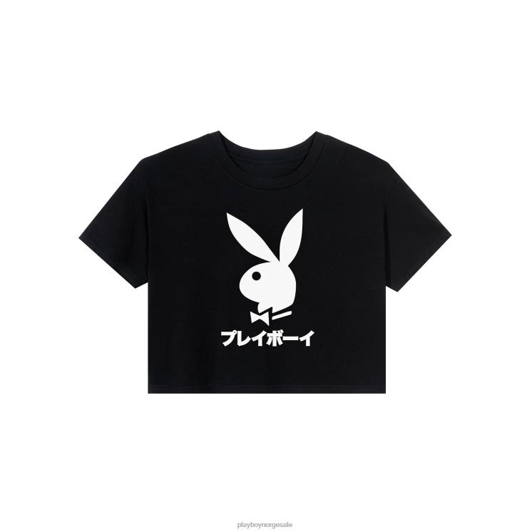 Playboy svart kvinner beskåret japansk t-skjorte med kaninhode klær 24X2X944