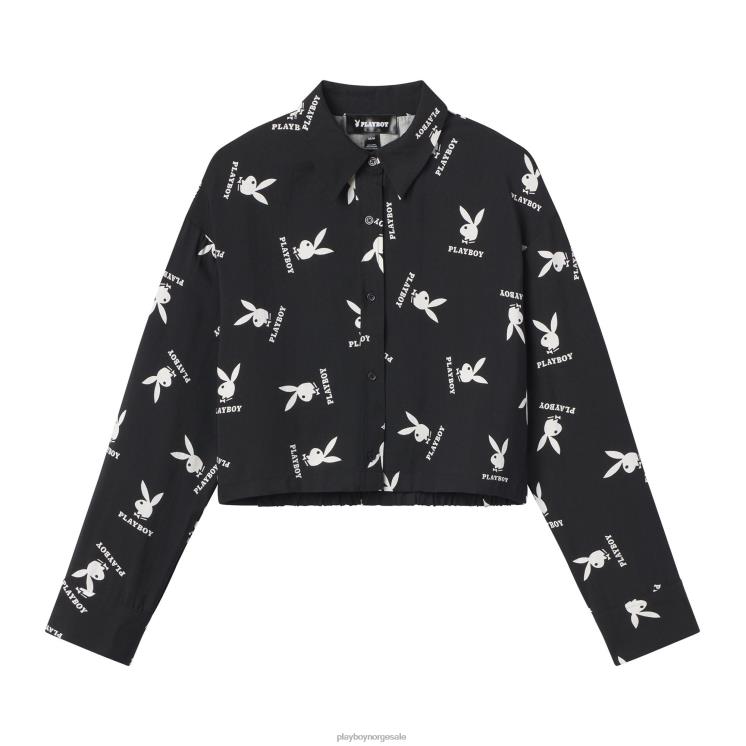 Playboy svart kvinner cropped button down skjorte klær 24X2X1000