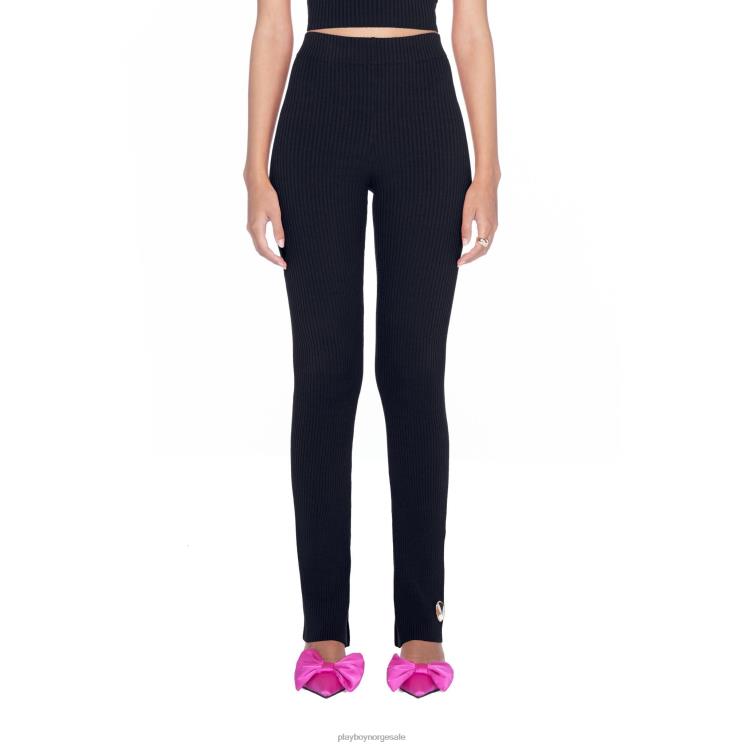 Playboy svart kvinner leggings med utsving ribbet klær 24X2X657