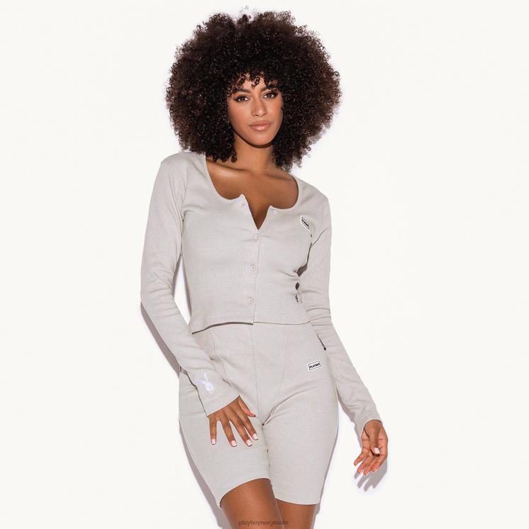 Playboy tan kvinner lounge rib ls topp og kort sett klær 24X2X969