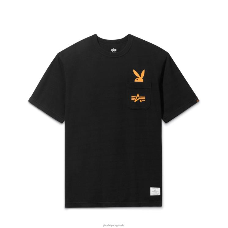 Playboy x Alpha Industries svart menn spill for alltid lomme t-skjorte klær 24X2X171