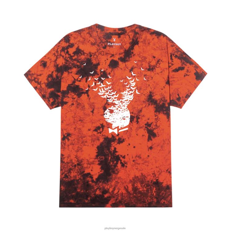 Playboy oransje svart slipsfarge menn eksploderende flaggermus tie-dye t-skjorte klær 24X2X257