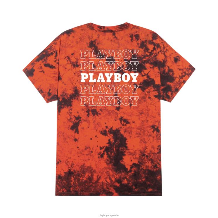 Playboy oransje svart slipsfarge menn gjentakende masthead tie dye t-skjorte klær 24X2X199