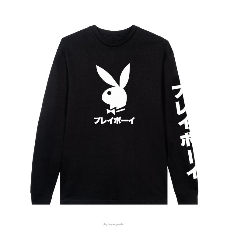 Playboy svart menn Japansk t-skjorte med lange ermer med kaninhode klær 24X2X119