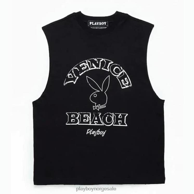 Playboy svart menn pb venice beach muskel t-skjorte klær 24X2X38
