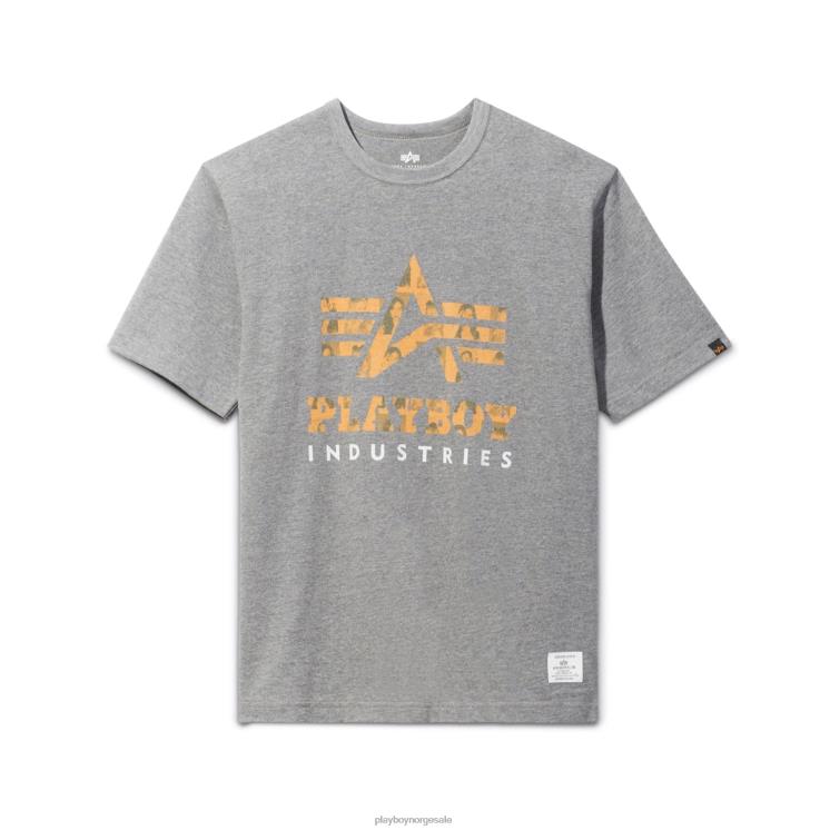 Playboy x Alpha Industries grå menn klassisk t-skjorte klær 24X2X169