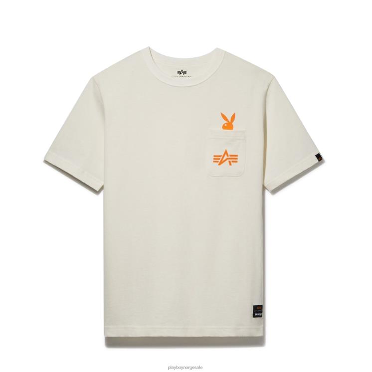 Playboy x Alpha Industries hvit menn spill for alltid lomme t-skjorte klær 24X2X170
