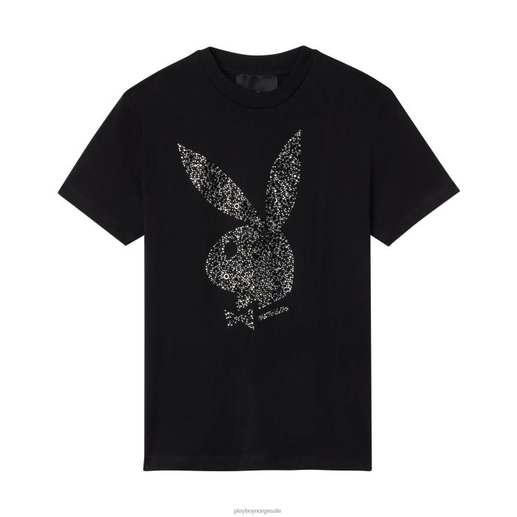 Playboy x John Richmond svart menn rhinestone t-skjorte med kaninhode klær 24X2X289