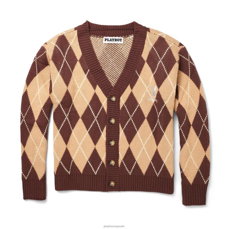 Playboy tan menn vintage argyle cardigan klær 24X2X510